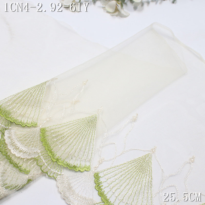 FREEDOMBEAUTY | three-color mesh fashion fan leaf texture embroidery lace 23cm clothing underwear skirt lace accessories