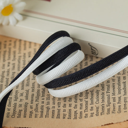 FREEDOMBEAUTY | Factory direct 0.6CM double-sided bright thread flat belt black and white spot clothing children's shoelaces elastic elastic band