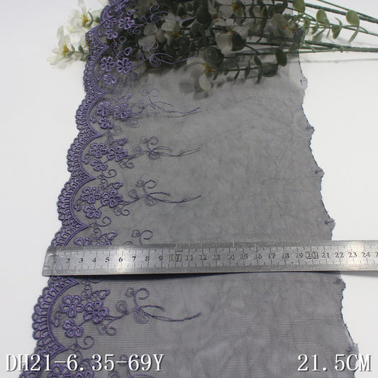FREEDOMBEAUTY | Multi-color mesh unilateral French flower embroidery lace, clothing home textile 19cm lace accessories