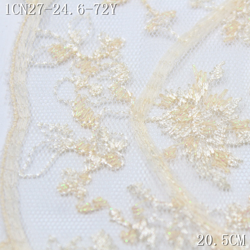 【1Pack】-Freedombeauty | French light luxury white mesh yarn unilateral ring line pattern embroidery 20.5cm fashion jewelry accessories