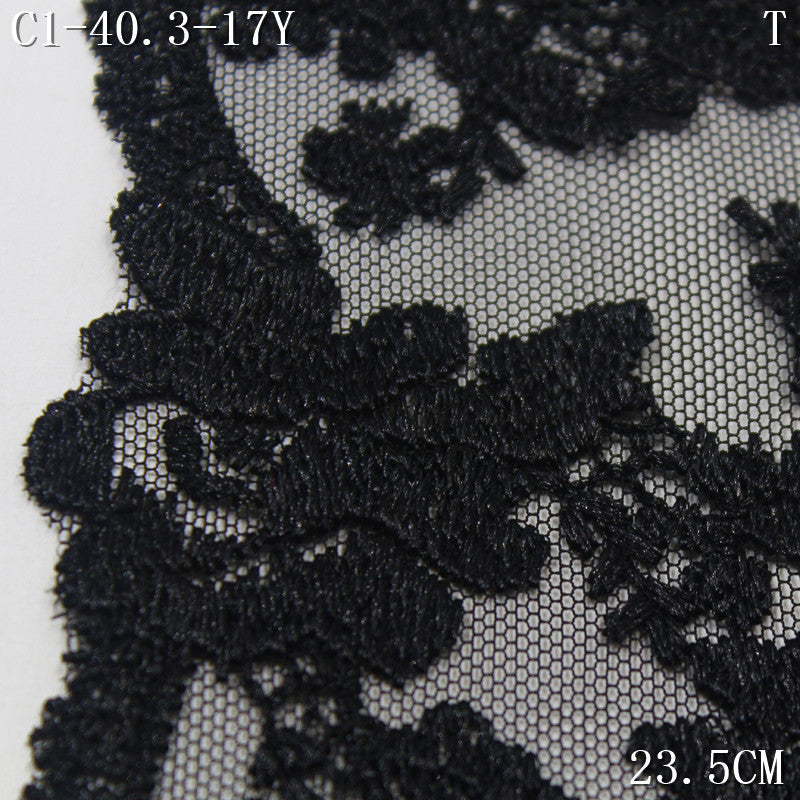 FREEDOMBEAUTY | Fashion mesh embroidery lace black full pattern 23.5cm skirt decoration clothing lace accessories