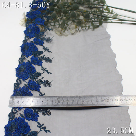 FREEDOMBEAUTY | Spot wholesale blue pink classical flower light mesh embroidery, Hanfu underwear clothing curtain lace accessories DIY