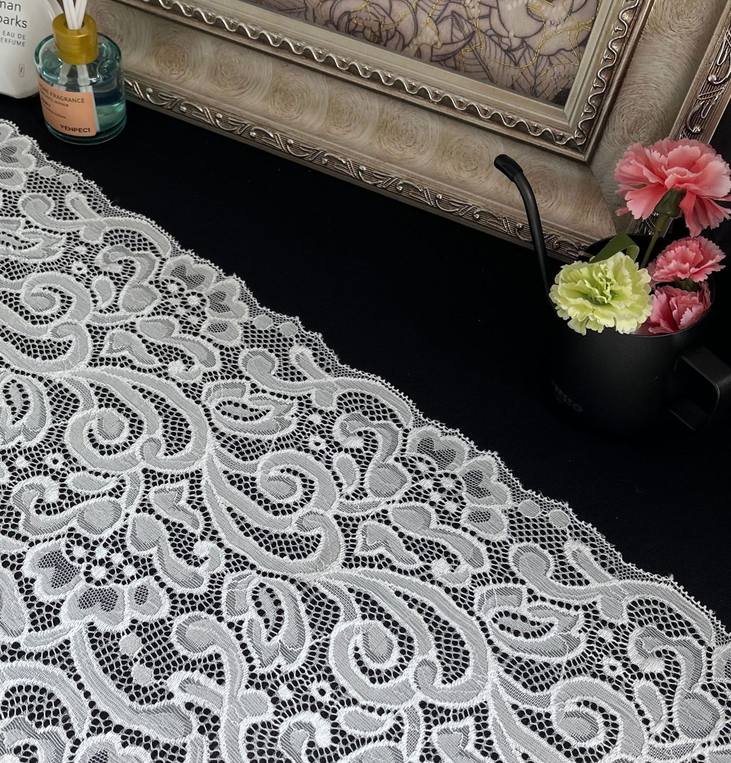 FREEDOMBEAUTY | 52cm new hollow elastic rose spot underwear homewear wedding dress fabric lace fabric, dress dly