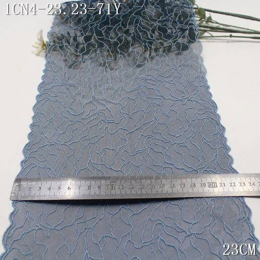 【1Pack】-Freedombeauty | Indigo mesh simple full irregular stripe embroidery lace 23cm clothing accessories lace accessories