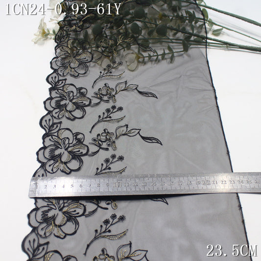 FREEDOMBEAUTY | Beauty Delicate Silver Gold Thread Flower Mesh Embroidery Lace 21cm Clothing Underwear Skirt Lace Accessories
