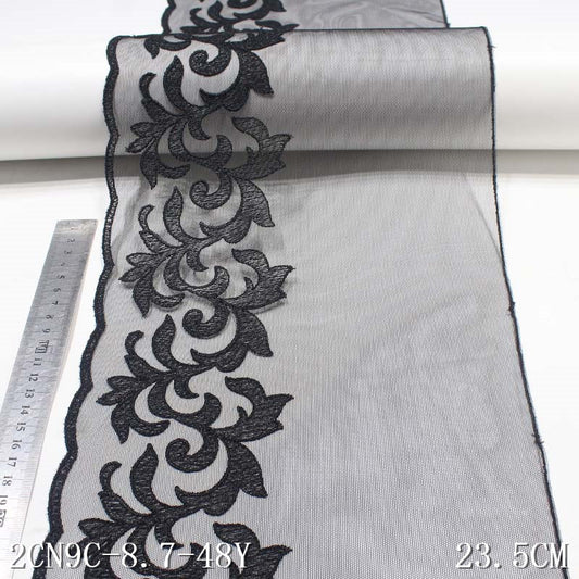 FREEDOMBEAUTY | Black mesh polyester thread wild tattoo embroidery lace, wholesale apparel performance clothes DIY lace accessories