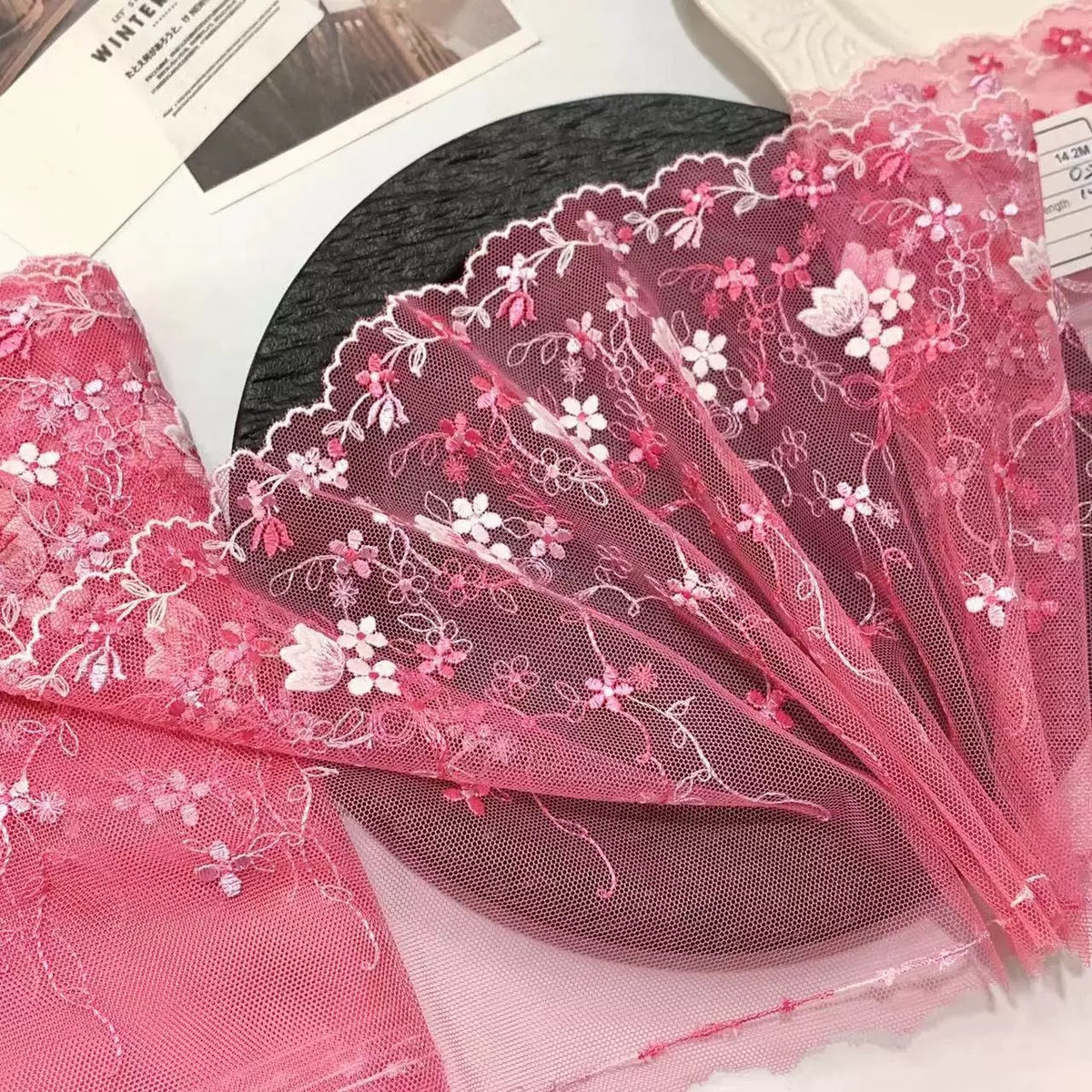 FREEDOMBEAUTY | Spot exquisite tulip mesh embroidery lace accessories decorative fabric design clothing DIY
