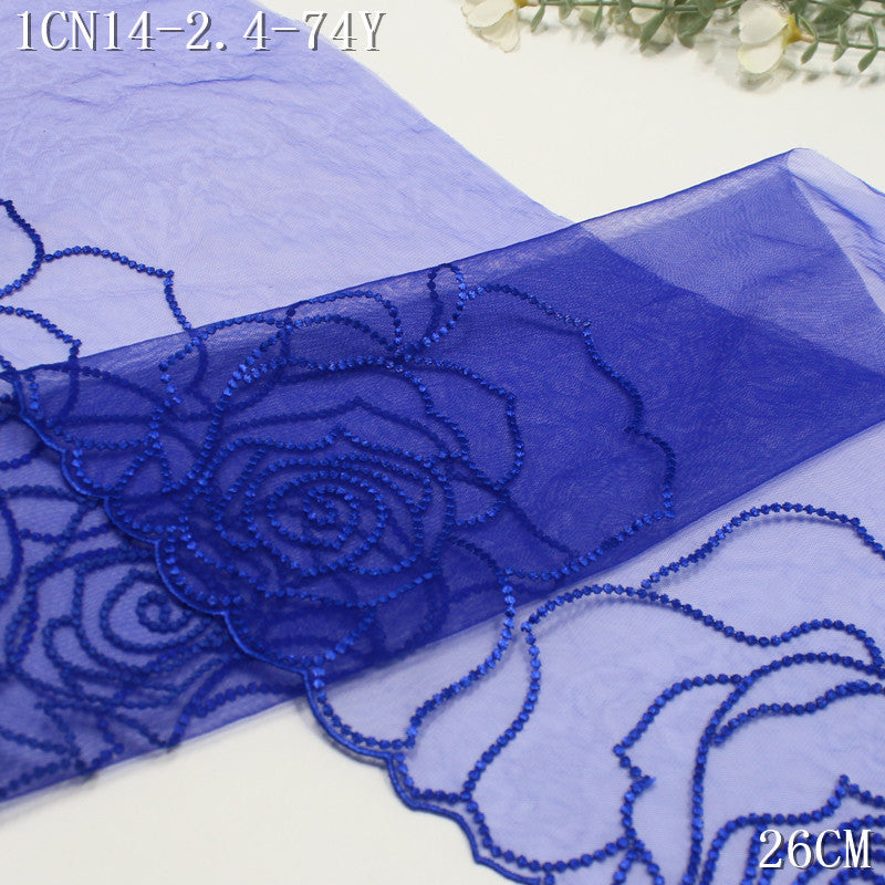 FREEDOMBEAUTY | Simple three-color mesh yarn half-width rose pattern embroidery lace 21cm clothing accessories lace accessories