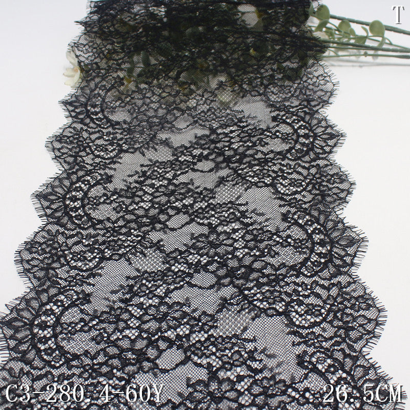 freedombeauty|Black Double-Sided French Classical Small Flower Non-Elastic Eyelash 26cm Curtain Sofa Cushion Lace Trim Accessories