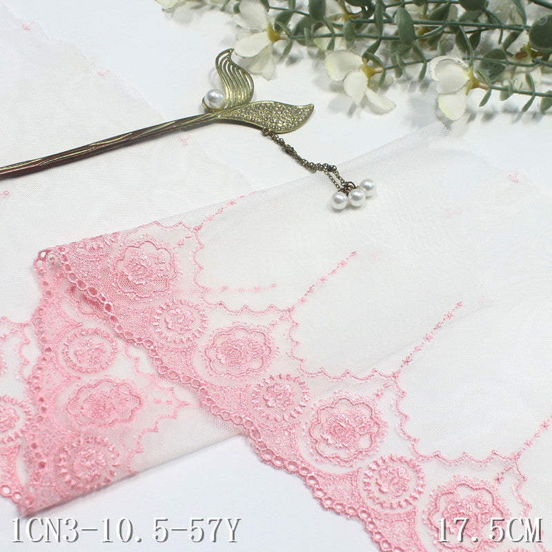 【1pack】-Freedombeauty | Two-Tone Unilateral French Retro Rose Mesh Embroidered Lace Curtain Sofa Cushion Lace Accessories