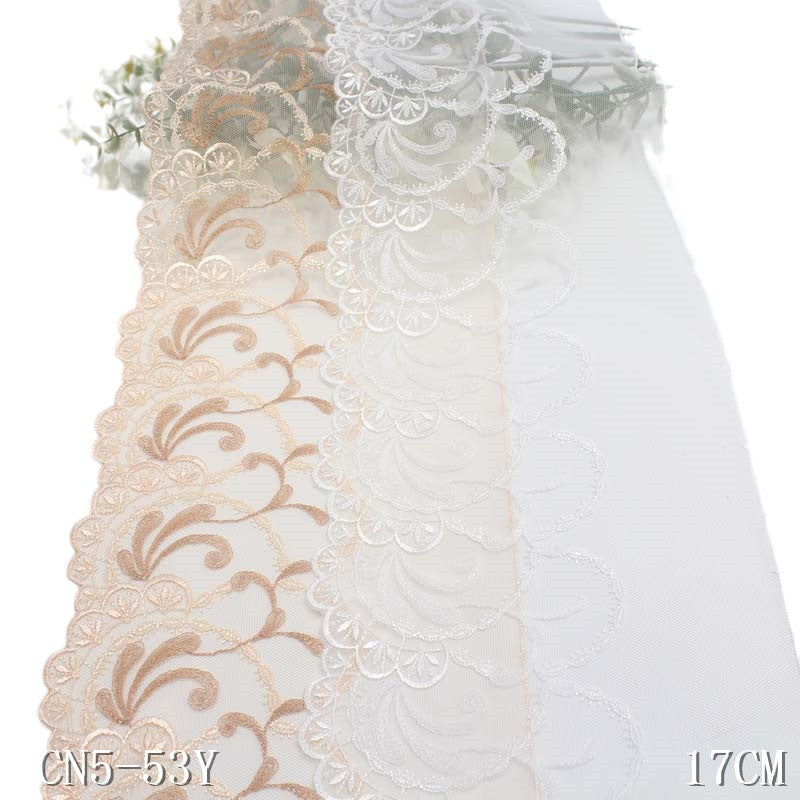 【1pack】-freedombeauty | Multicolor Lightweight Mesh Ancient Style Single-Sided Pattern Embroidery Lace DIY Hanfu Clothing Lace Trim Accessories