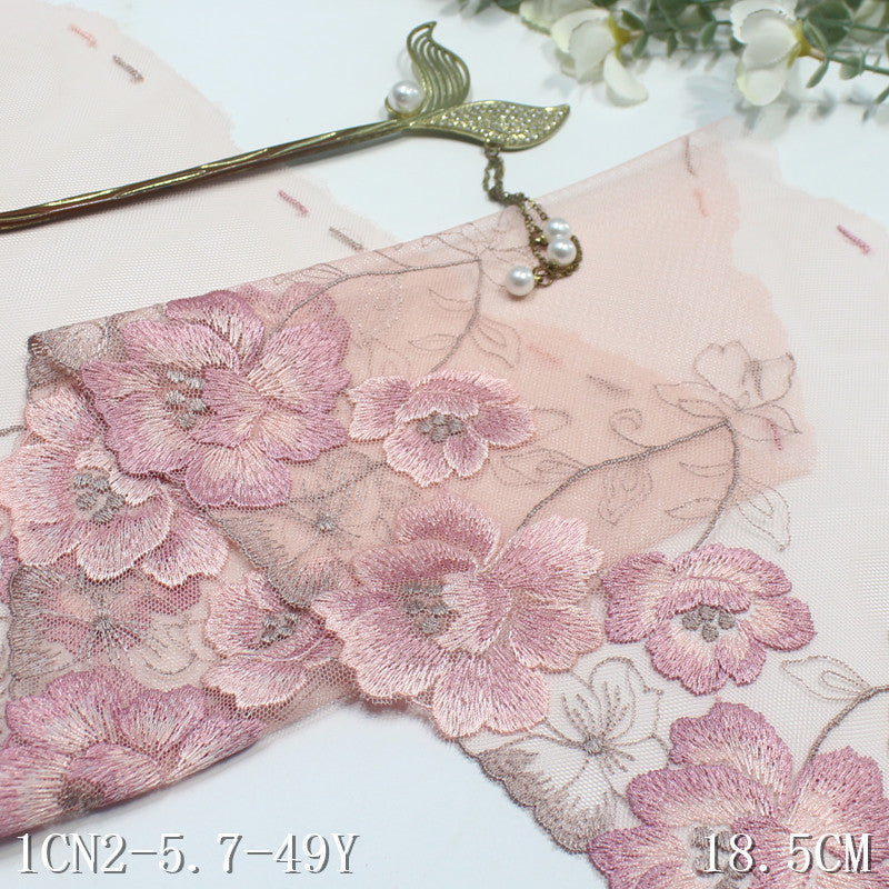 【1pack】-freedombeauty|Multicolor Mesh Single Edge Exquisite Vintage Flower Embroidery Lace Trim Clothing Home Textile Lace Trim Accessories DIY