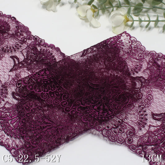 【1pack】-freedombeauty|Purple Lace Mesh Double-Sided Drum Pattern New Classical Embroidery Trim Textured Clothing Curtain Accessories