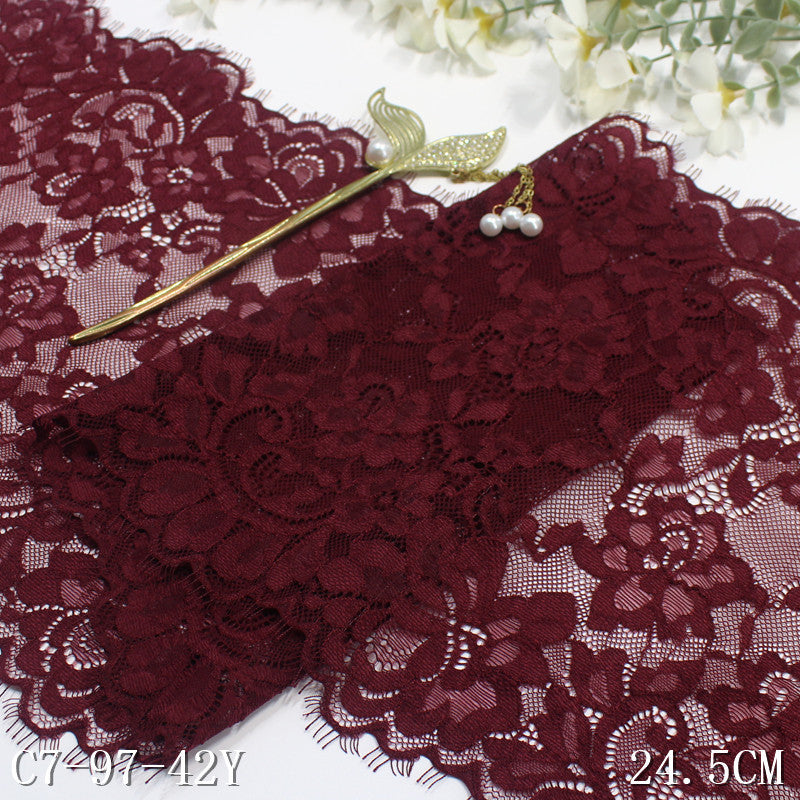 freedombeauty|Two-tone Double-sided Vintage Floral Texture Elastic Eyelash 24cm Lingerie Clothing Lace Trim DIY