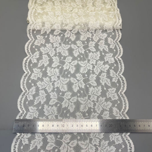 freedombeauty|24CM White Elastic Lace Trim Handmade Hollow Lace Wedding Dress Decoration Material