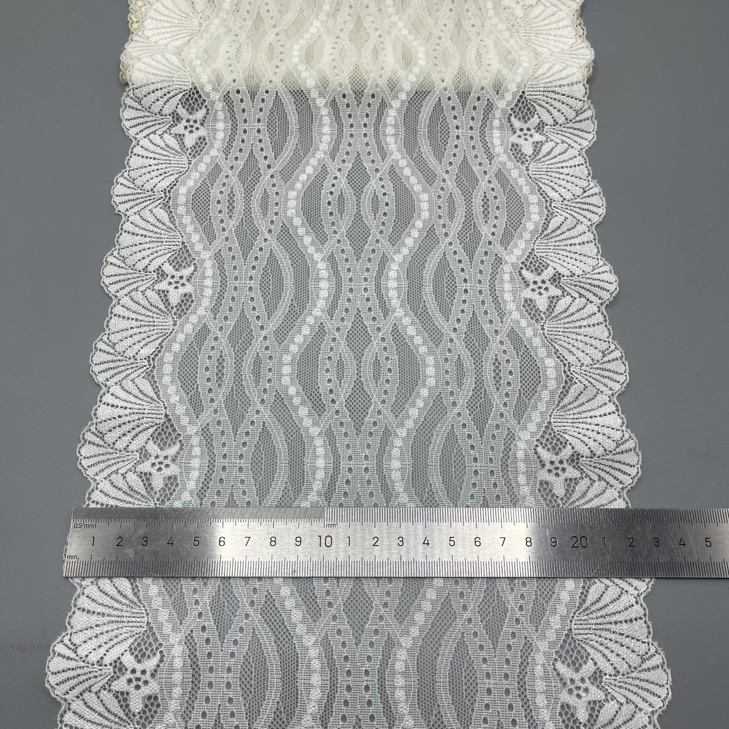 freedombeauty|22cm High-end White Stretch Lace Trim Nylon Hollow Lace Trim Wedding Dress Clothing Accessories Edging