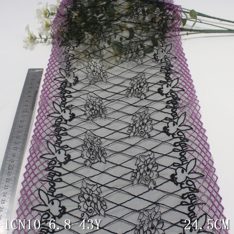 【1pack】-freedombeauty|Black Diamond Mesh Double-Sided Rabbit Mesh Embroidery Lace Trim Clothing Home Textile Lace Trim DIY