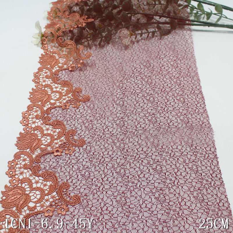 【1pack】-freedombeauty|Red Mesh Single-Sided Ancient Style Flower Water-Soluble Embroidery Trim Clothing Home Textile Lace Trim DIY Accessories