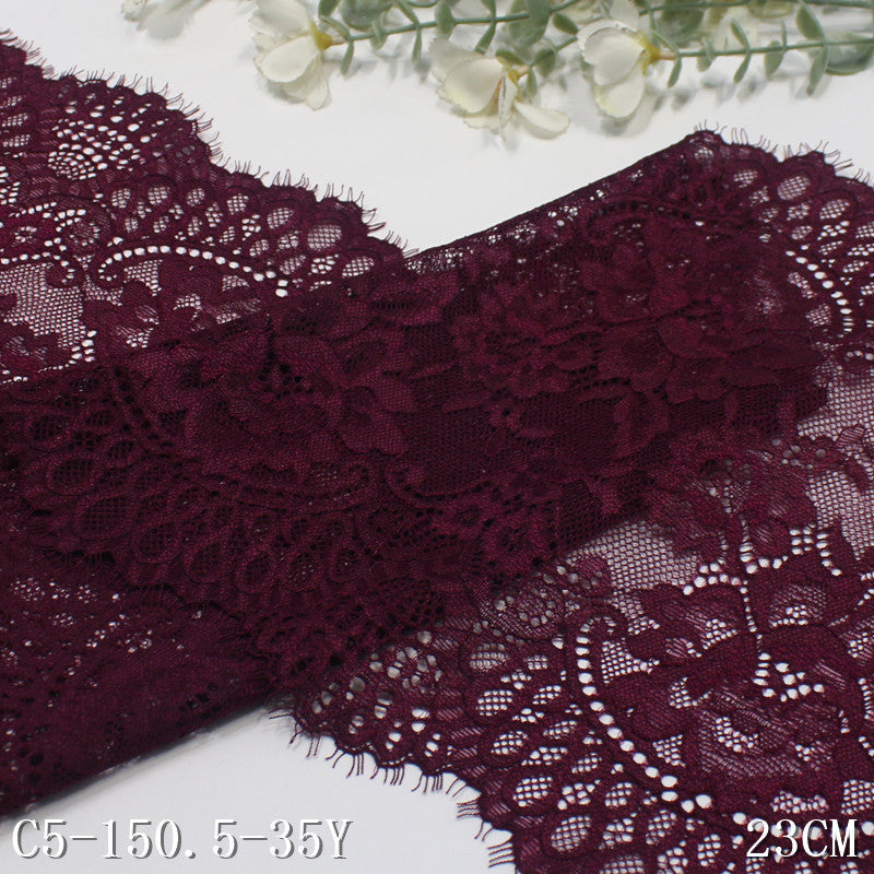 freedombeauty|Multicolor Retro Double Wave Flower Misaligned Elastic Eyelash Lace Trim Performance Costume Lingerie Lace Accessories