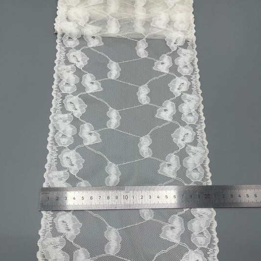 freedombeauty|20CM Lace Trim Large Edge Rose Shape Elastic Lace Dense Design