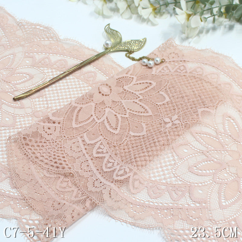 freedombeauty|Multicolor Double-Sided Wavy Vintage Elastic Eyelash Lace Trim Performance Costume Curtain 24cm Lace Trim Accessories