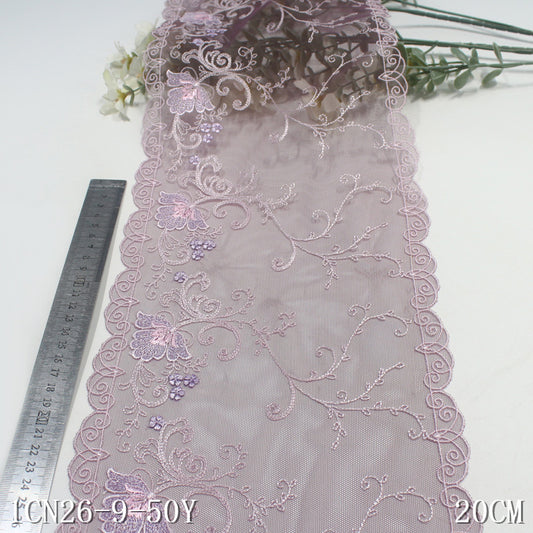 【1pack】-freedombeauty|Multicolor Palace Style Single-Sided Exquisite Flower Mesh Embroidery Lace Trim Ancient Costume Hanfu Lace Trim Accessories