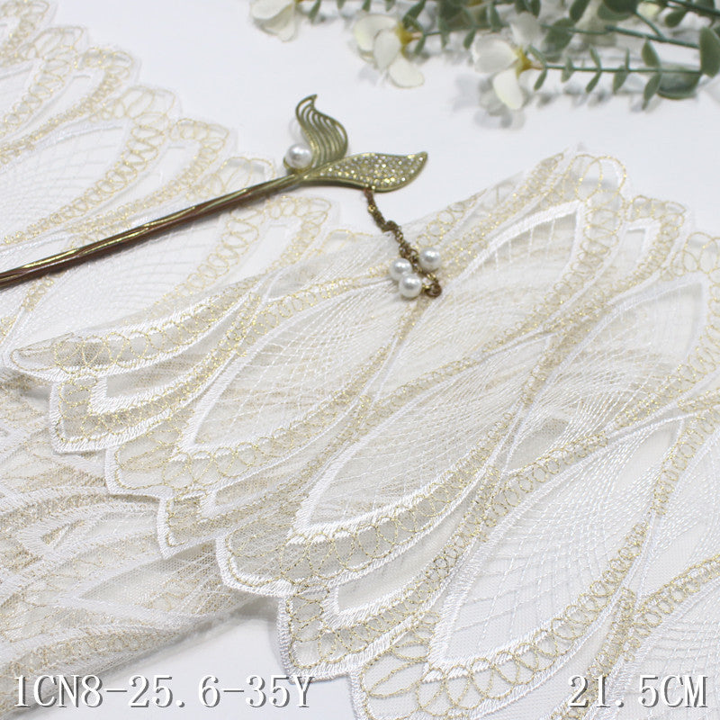 【1pack】-Freedombeauty | Two-Tone Classic Mobius Strip Mesh Embroidery Lace 21cm Clothing Home Textile Lace Accessories