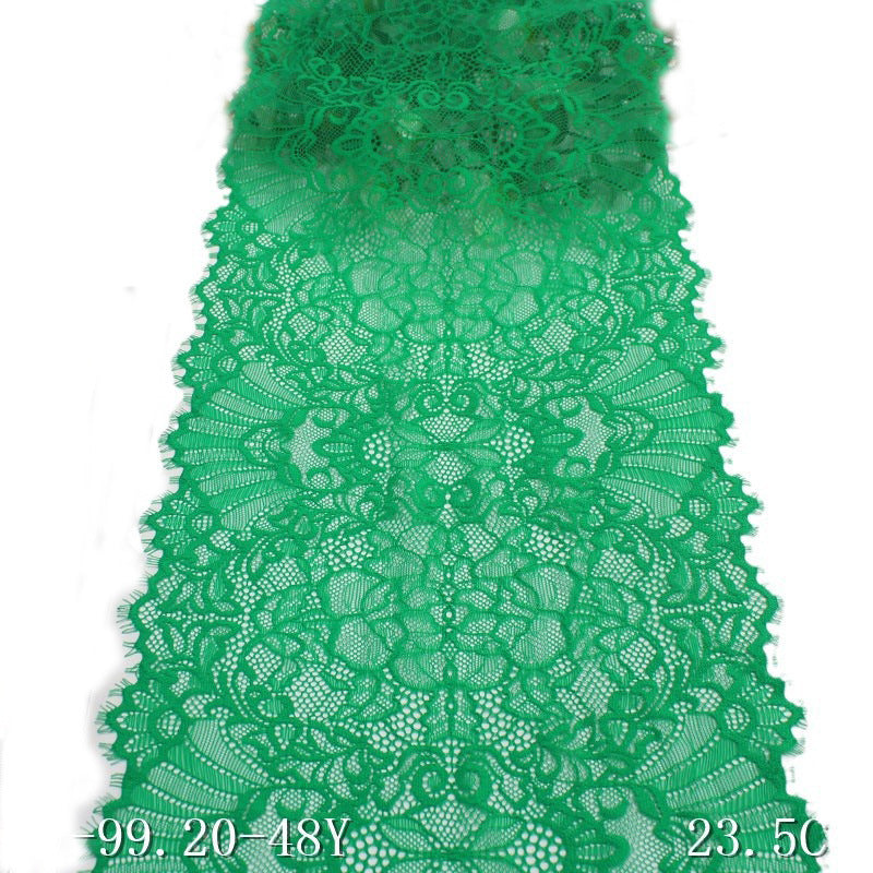 freedombeauty|Green Double-Sided Retro Pattern Lightweight Elastic Eyelash Clothing Home Textile 23cm Lace Trim DIY