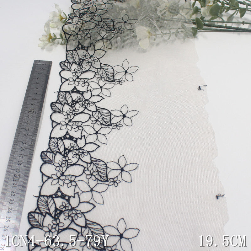 【1pack】-freedombeauty|Skin Tone Mesh Single Edge Vintage Flower Embroidery Trim Clothing Home Textile 19cm Lace Trim DIY Accessories