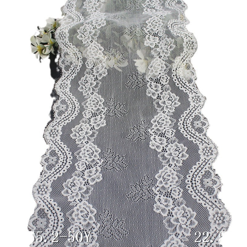 freedombeauty|White Double-Sided Wavy Retro Elastic Eyelash Lace Trim Performance Costume Curtain 22cm Lace Trim Accessories