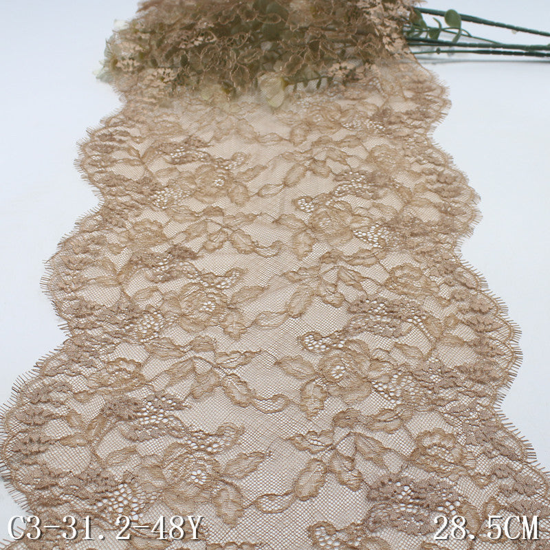 freedombeauty|Dark Skin Tone Double Wave Retro Floral Lightweight Non-Elastic Eyelash 28cm Clothing Lingerie Lace Trim Accessories