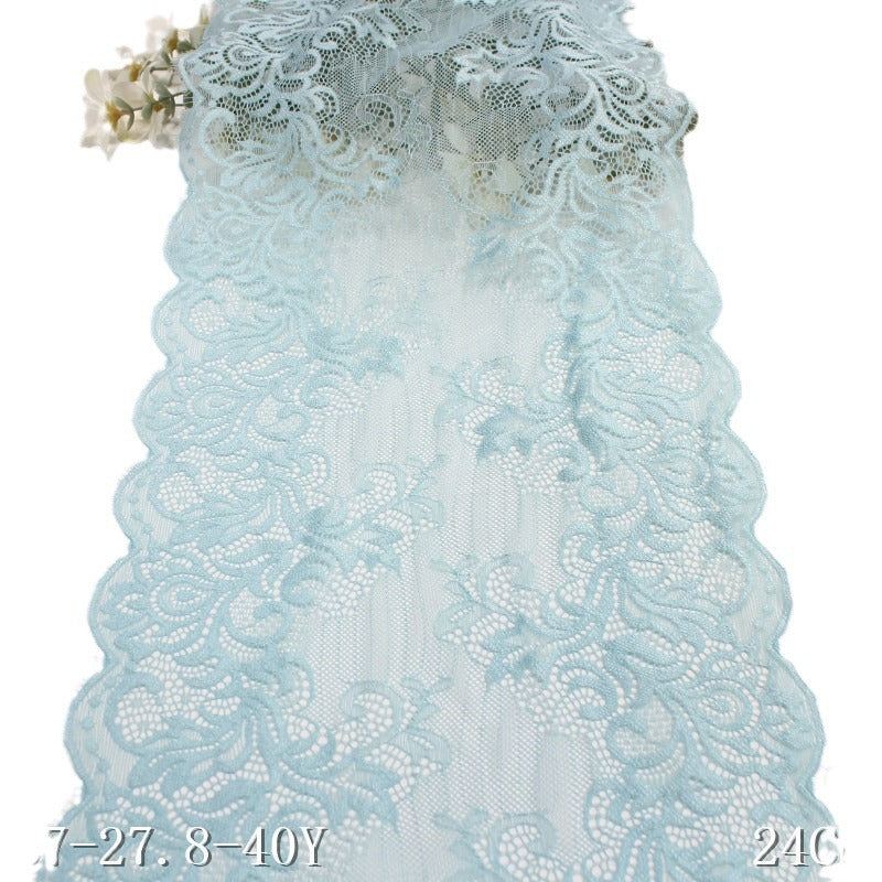 freedombeauty|Blue Asymmetrical Double-Sided Elastic Eyelash Lace Trim Hanfu Curtain 24cm Lace Trim Accessories