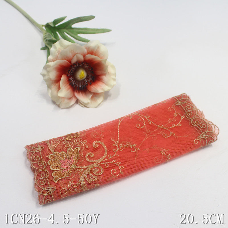 【1pack】-freedombeauty|Multicolor Palace Style Single-Sided Exquisite Flower Mesh Embroidery Lace Trim Ancient Costume Hanfu Lace Trim Accessories