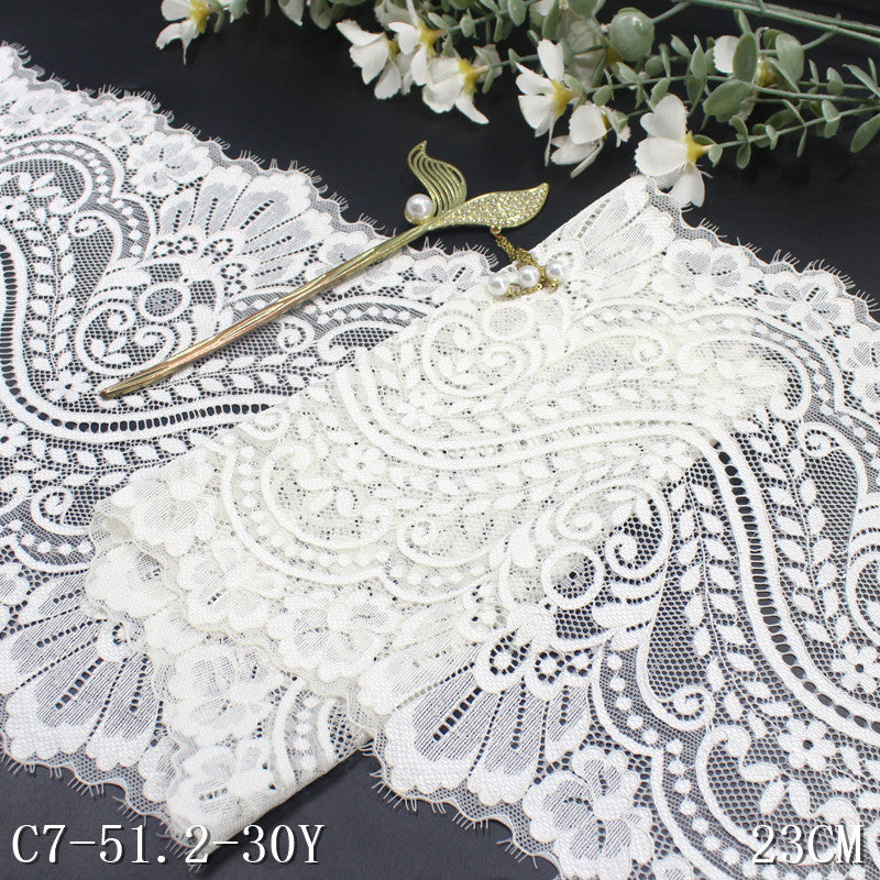 freedombeauty|Multicolor French Classical Floral Texture Elastic Eyelash 23cm Clothing Home Textile Lace Trim DIY