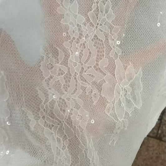 freedombeauty|Composite Nylon Sequin Lace Fabric Full Pattern Lace Fabric for Skirts Fashion Dresses Wedding Dresses Children's Decorations