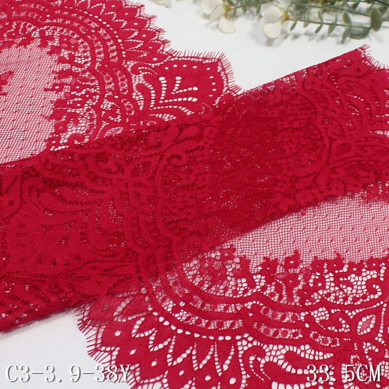 freedombeauty|Black and Red Double-Sided Large Wave Classical Flower Non-Elastic Eyelash 33cm Clothing Home Textile Lace Trim DIY