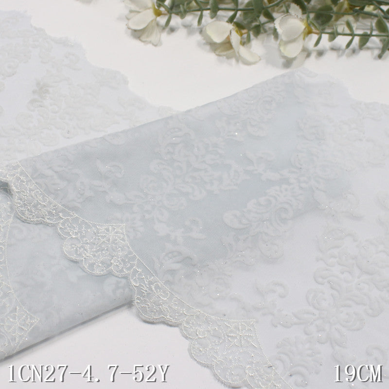 【1pack】-freedombeauty|Multicolor Chiffon Mesh Single-Sided Flocking Pattern Embroidery Trim Curtain Sofa Cushion Lace Trim Accessories