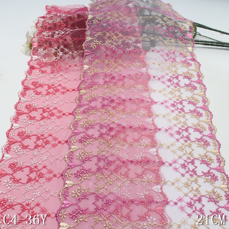 【1pack】-freedombeauty | Two-tone French Double-sided Heart Heart-shaped Floral Mesh Embroidery Trim Curtain Sofa Cushion Lace Trim Accessories