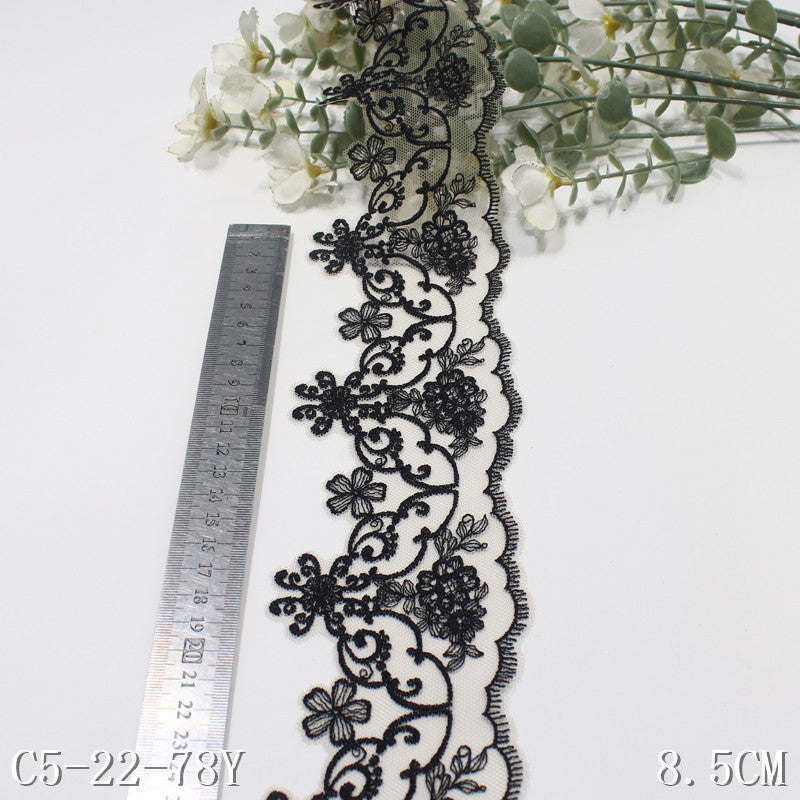 【1pack】-freedombeauty|Multicolor Mesh Exquisite Vintage Small Flower Embroidery Lace 8cm Clothing Hair Accessories Lace Trim DIY