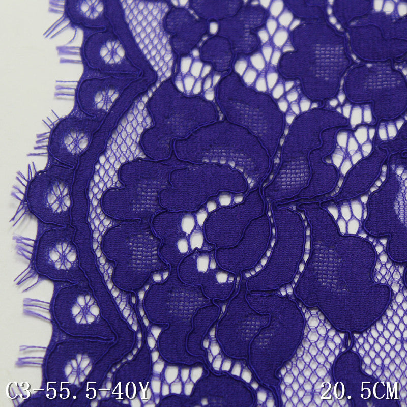 freedombeauty|Blue Double Wave Retro Strip Flower Non-Elastic Eyelash 20cm Clothing Home Textile Lace Trim DIY