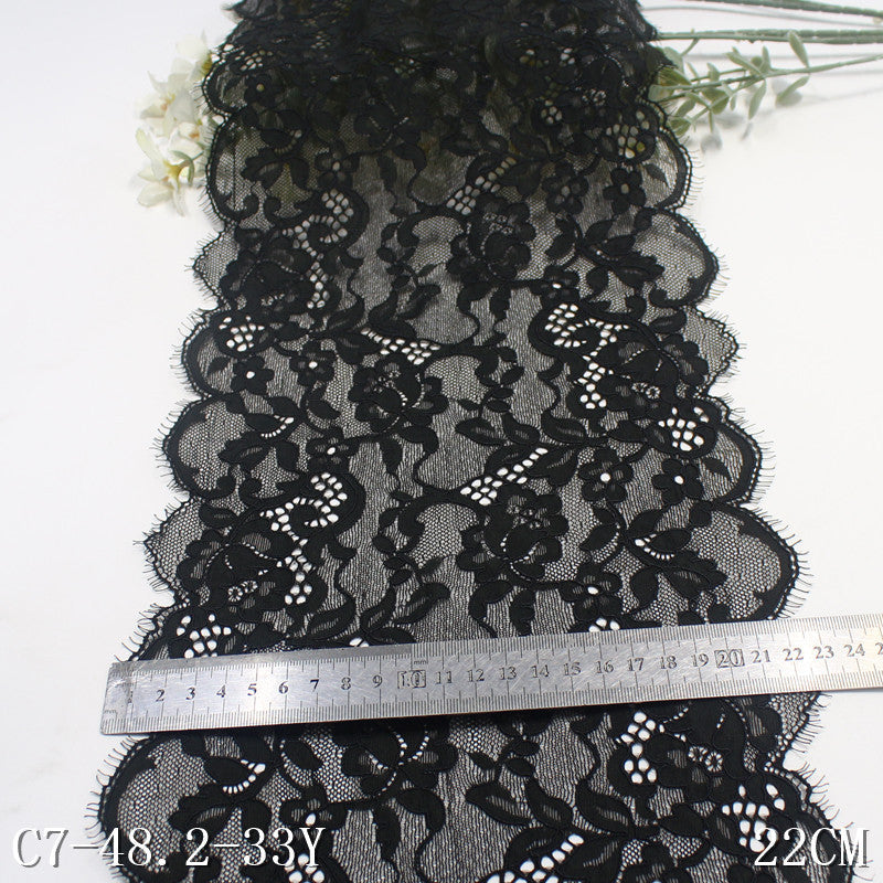 freedombeauty|Two-tone Double-sided Wavy Ancient Style Elastic Eyelash Lace Trim Ancient Hanfu Curtain 22cm Lace Trim Accessories