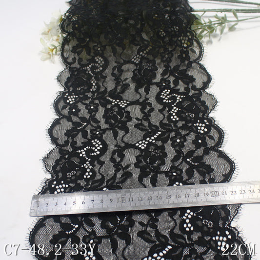 freedombeauty|Two-tone Double-sided Wavy Ancient Style Elastic Eyelash Lace Trim Ancient Hanfu Curtain 22cm Lace Trim Accessories