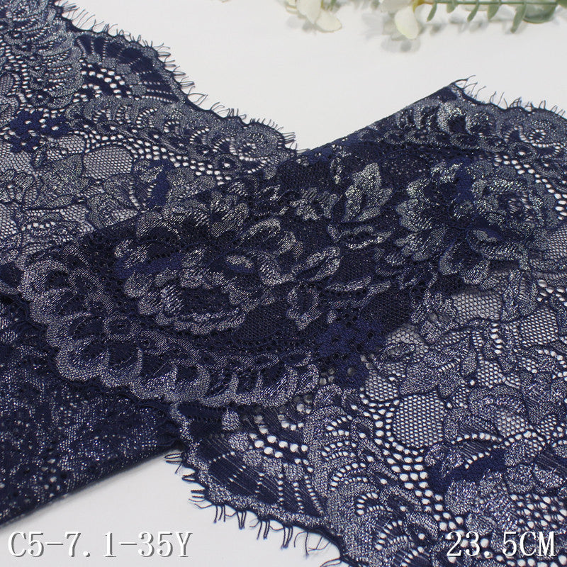 freedombeauty|Multicolor Gold and Silver Thread Shiny Ethnic Style Full Floral Elastic Eyelash Lace Sexy Lingerie Lace DIY