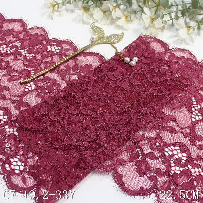 freedombeauty|Two-tone Double-sided Wavy Ancient Style Elastic Eyelash Lace Trim Ancient Hanfu Curtain 22cm Lace Trim Accessories