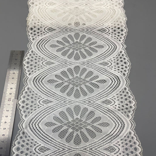 freedombeauty|21CM Elastic Lace Trim Nylon Lace Trim for Lingerie Skirt Hem, Accessories Decoration Parts