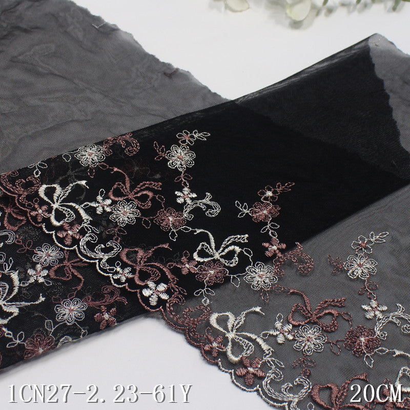 【1pack】-freedombeauty|Ins Cute Single-Sided Color-Block Exquisite Bowknot Small Flower Embroidery Lolita Dress Trim