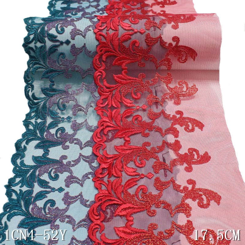 【1pack】-Freedombeauty | Two-Color Mesh Polyester Thread Thorns with Gold Thread Embroidery Lace DIY Accessories Curtain Sofa Cushion Lace