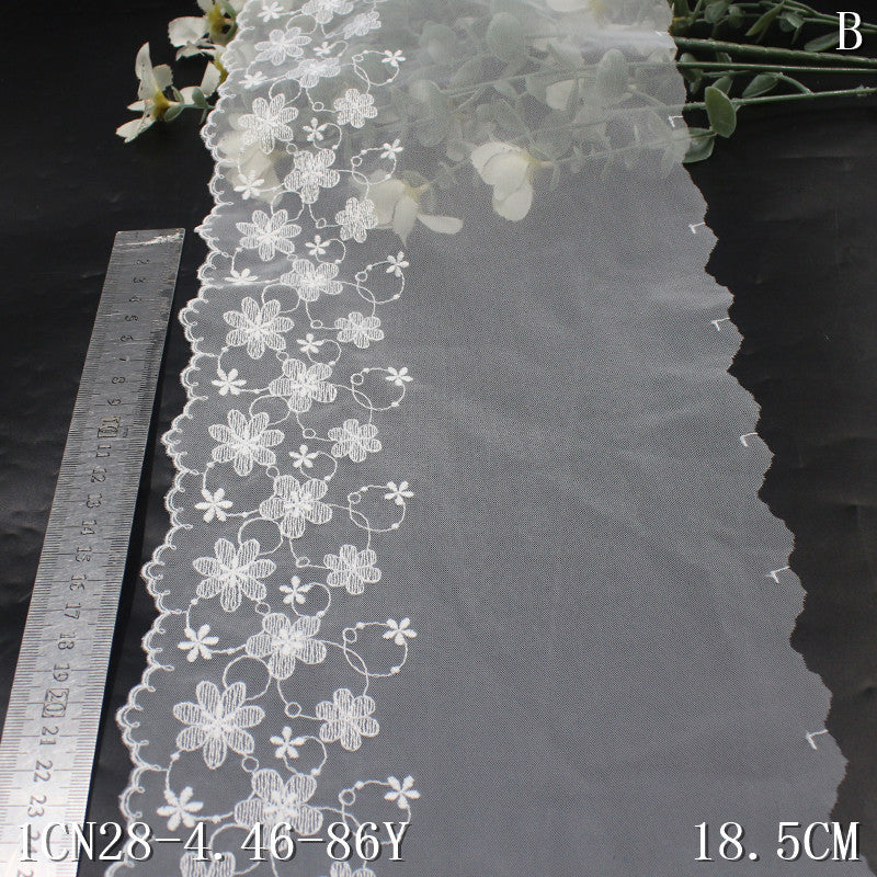 【1pack】-freedombeauty|Plain White Mesh Single-Sided Fresh Flower Embroidery Ins Style Dress Edge Collar Lightweight Garment Accessories