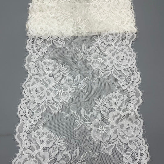 freedombeauty|23CM Elastic Eyelash Nylon Lace Trim Peony Hollow Lace DIY Wedding Dress Home Textile Accessories