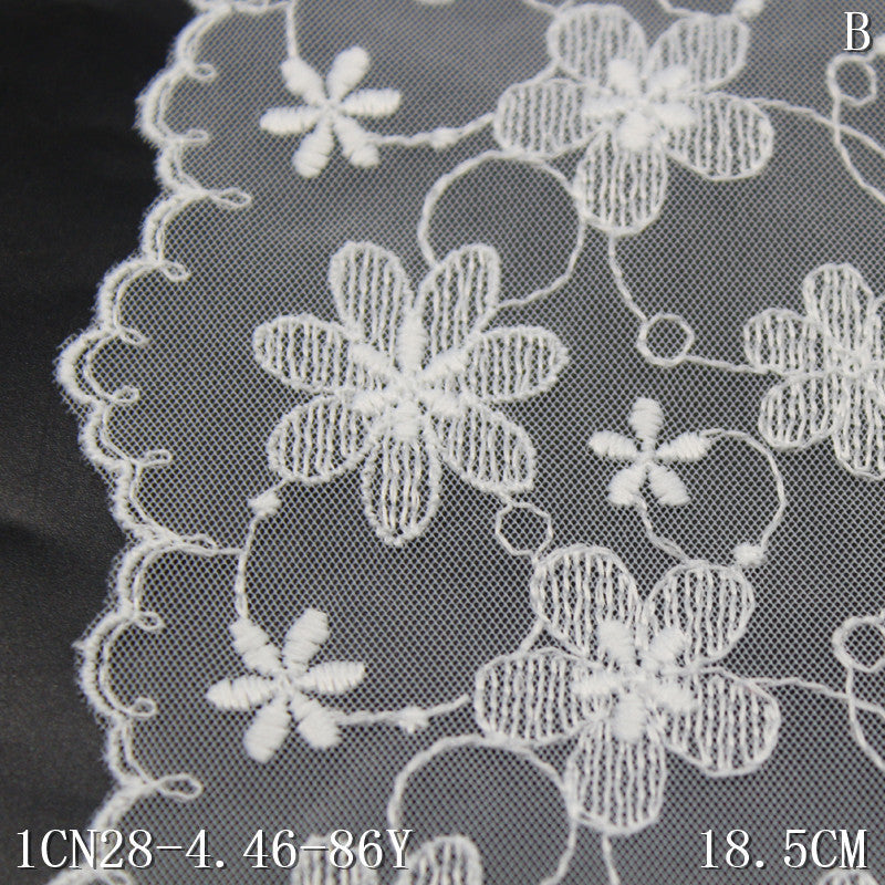 【1pack】-freedombeauty|Plain White Mesh Single-Sided Fresh Flower Embroidery Ins Style Dress Edge Collar Lightweight Garment Accessories